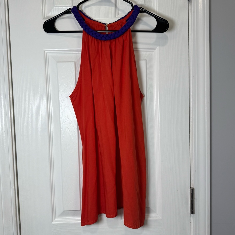 Escapada orange purple halter Sasha‎ top sleeveless tank medium Clemson NWT